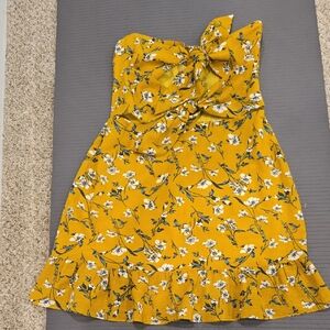 Tularosa Mustard Floral Bow Dress NWOT